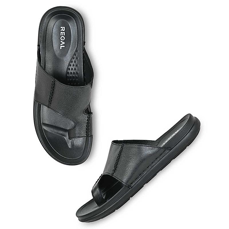 Regal Black Mens Casual Leather Sandals