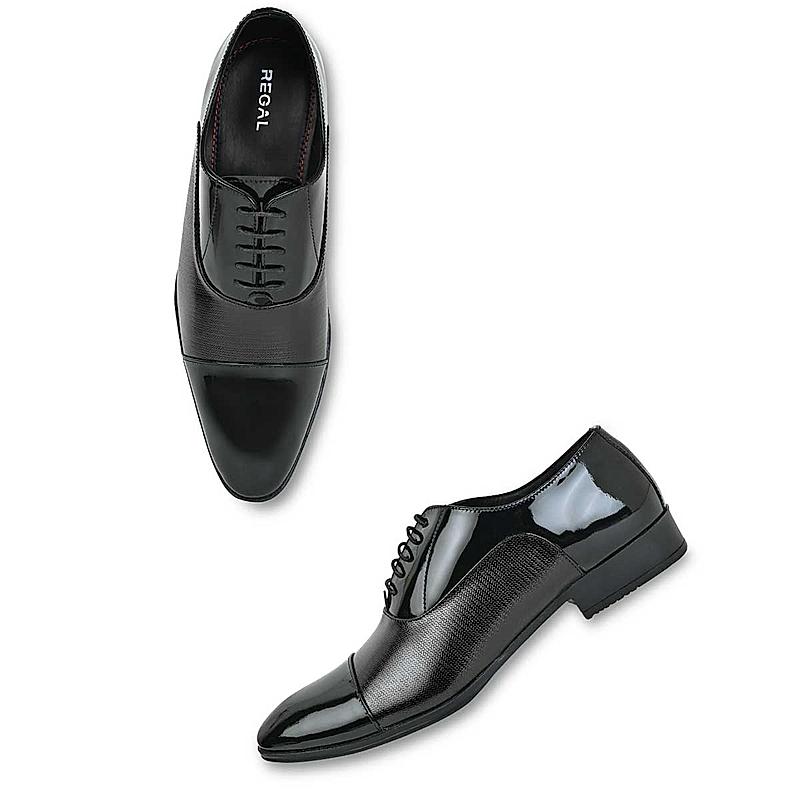 Regal Black Mens Patent Leather Lace Up Shoes