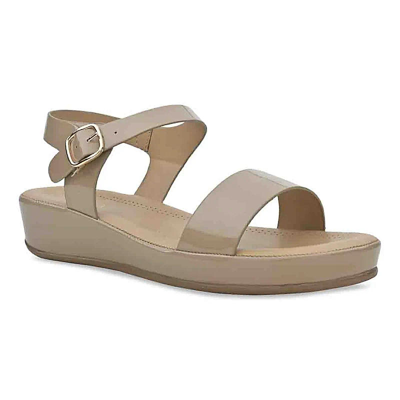 Rocia Beige Women Patent Flat Sandals