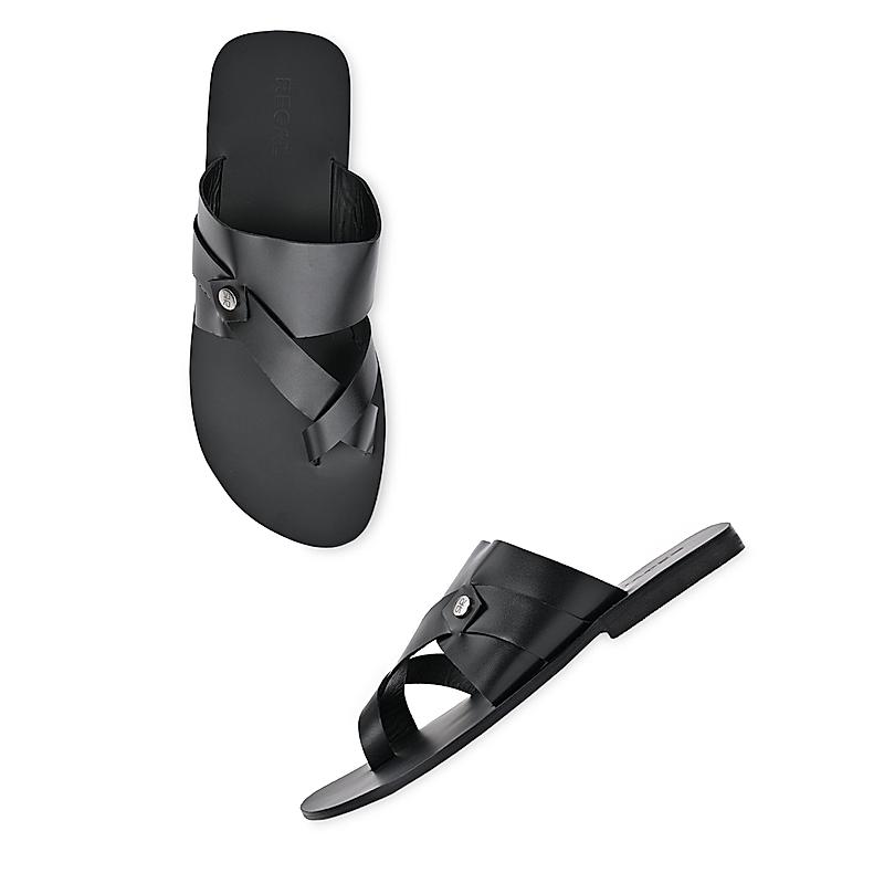 Regal Black Men Casual Leather Sandals