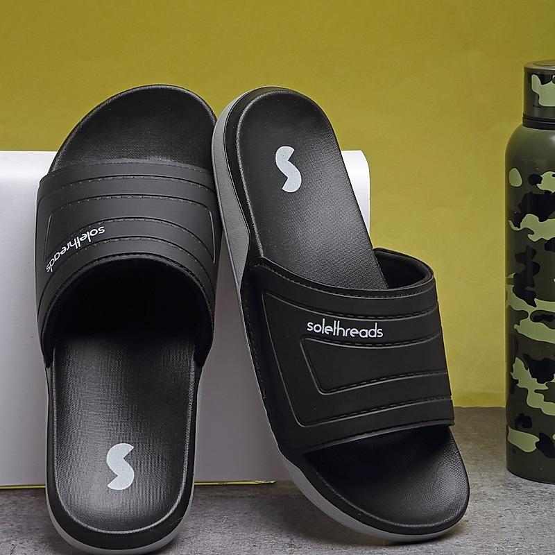 SOLE THREADS BLACK MEN SLIDES SUBMERGE SLIDES