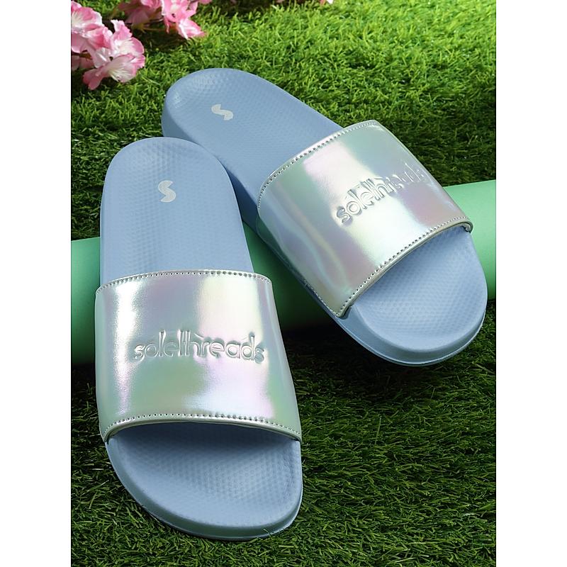 SOLE THREADS BLUE WOMEN SPARKLE SLIDES