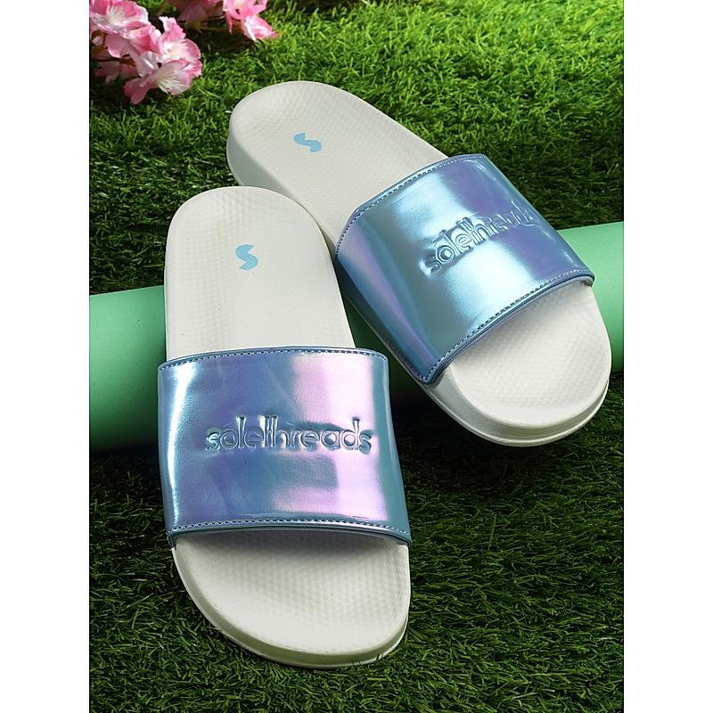 SOLE THREADS WHITE WOMEN SPARKLE SLIDES