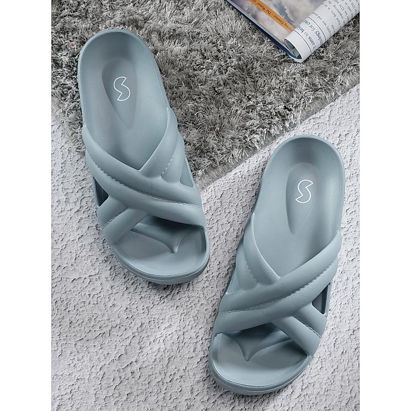 SOLE THREADS BLUE WOMEN COMFY SLIDE SLIDES