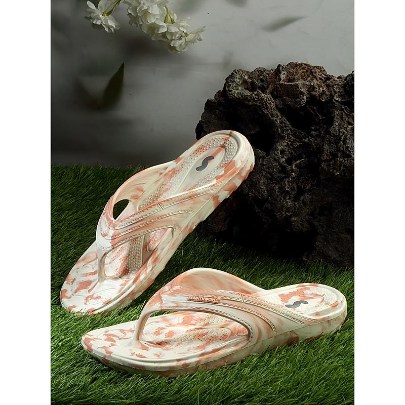 SOLE THREADS PEACH WOMEN ORTHO ELITE L MARBLE FLIP FLOPS