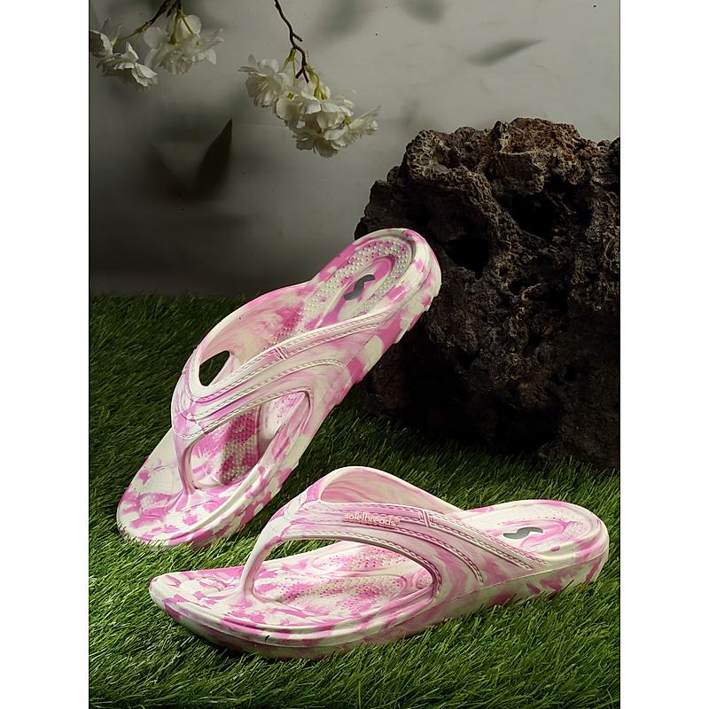 SOLE THREADS PINK WOMEN ORTHO ELITE L MARBLE FLIP FLOPS