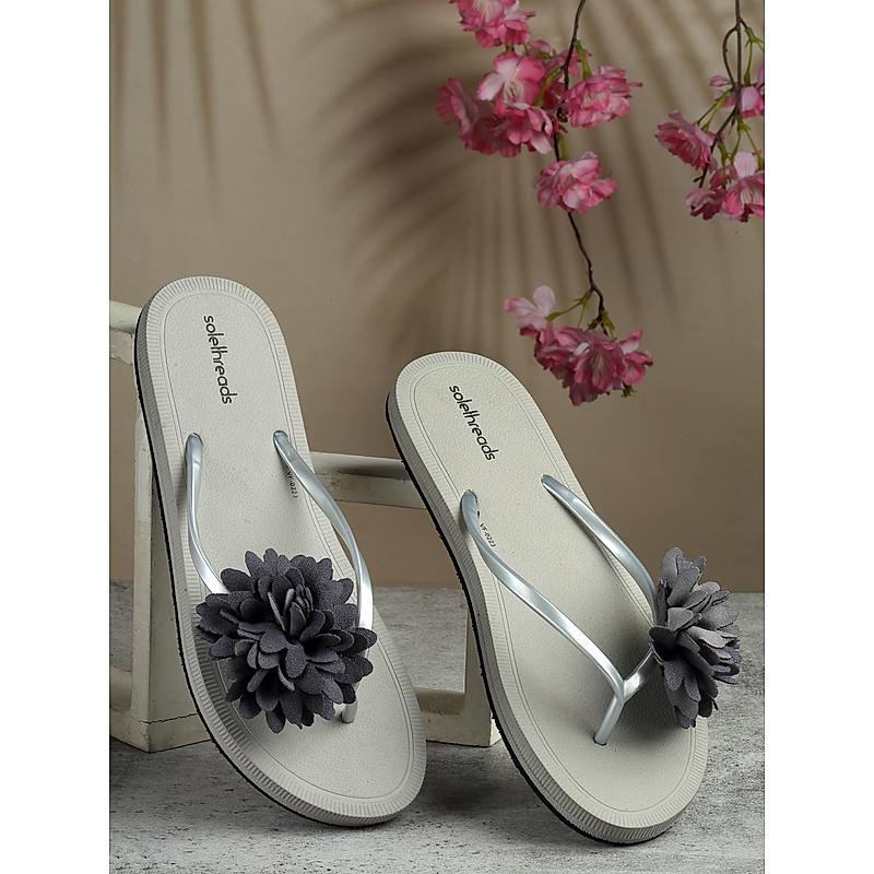 SOLE THREADS GREY WOMEN FLORET FLIP FLOPS