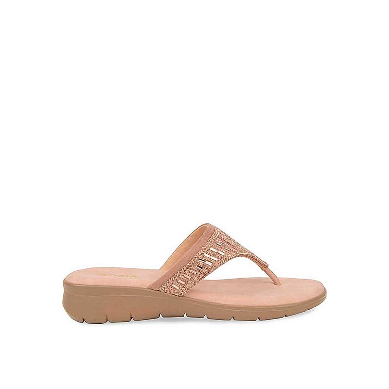 Rocia Womens Rose Gold Embellished Comfort Flats