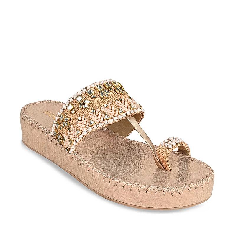 Rocia Rose Gold Women Embroidered Flats