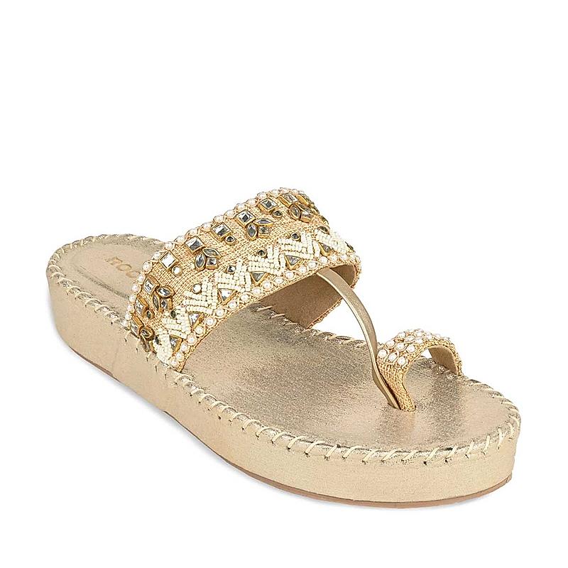 Rocia Gold Women Embroidered Flats