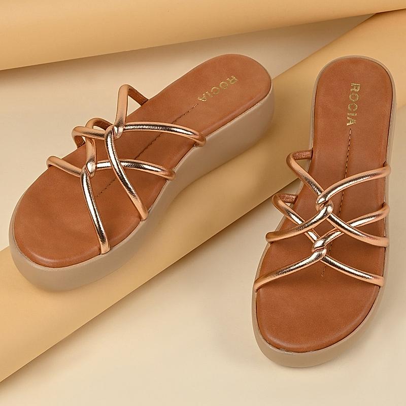 Rocia By Regal Rose Gold Women Criss Cross Platforms