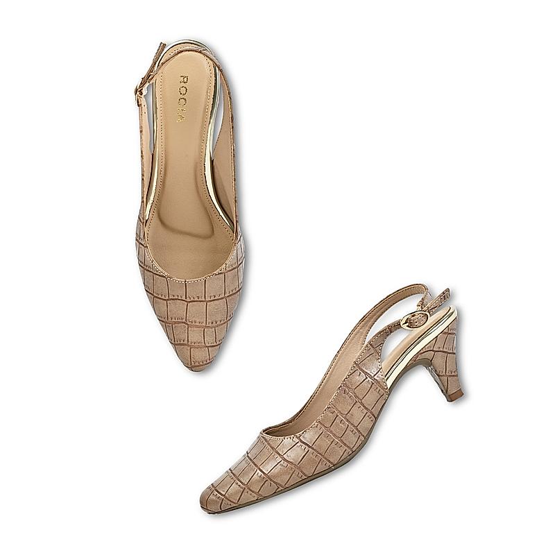 Rocia Beige Women Croco Slingback Pumps