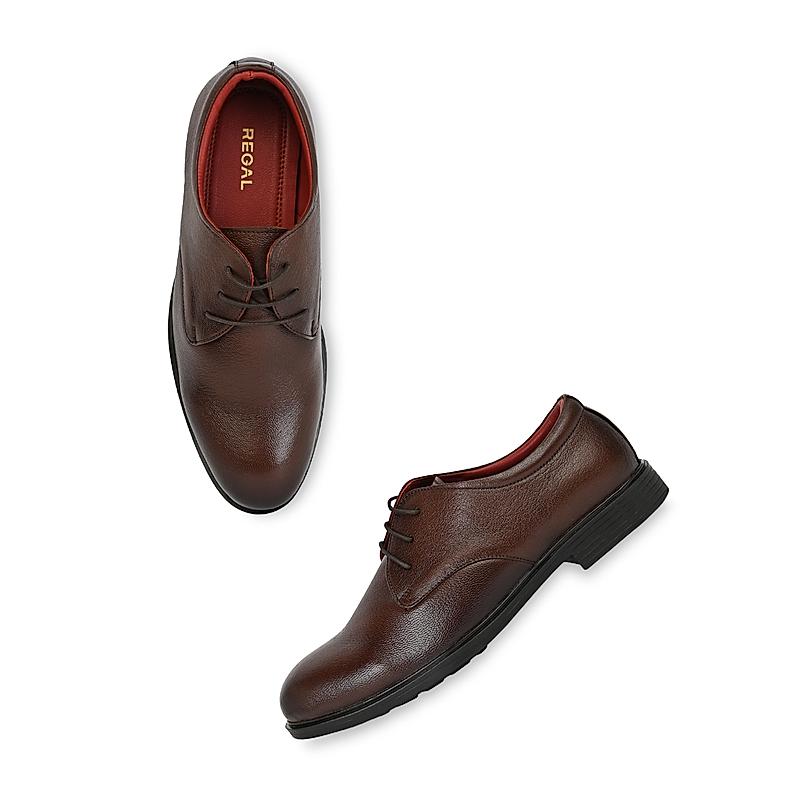 Regal Brown Men Leather Formal Lace-Up Shoes