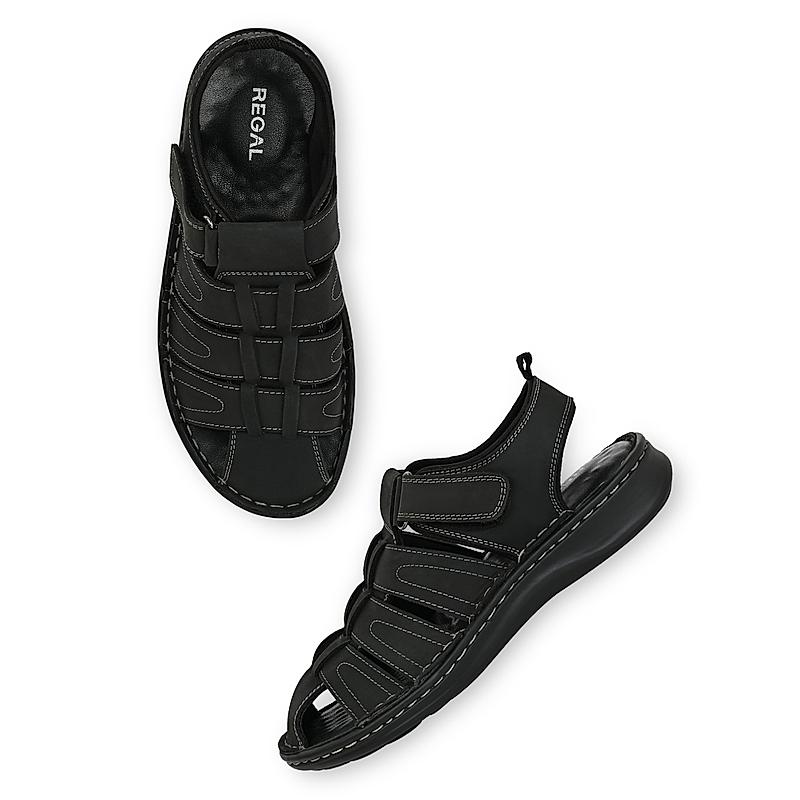 Regal Black Men Fishermen Sandals