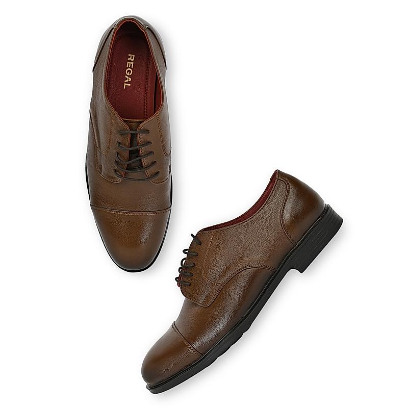 Regal Tan Men Leather Oxford Lace-Up Shoes