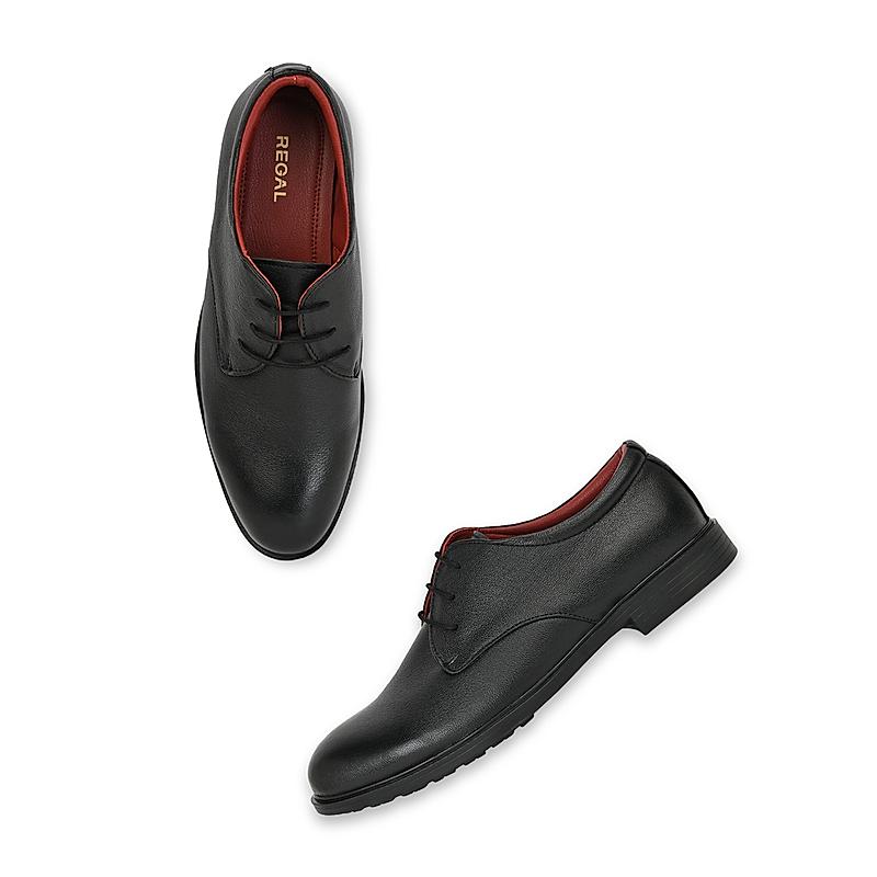 Regal Black Men Leather Formal Lace-Up Shoes