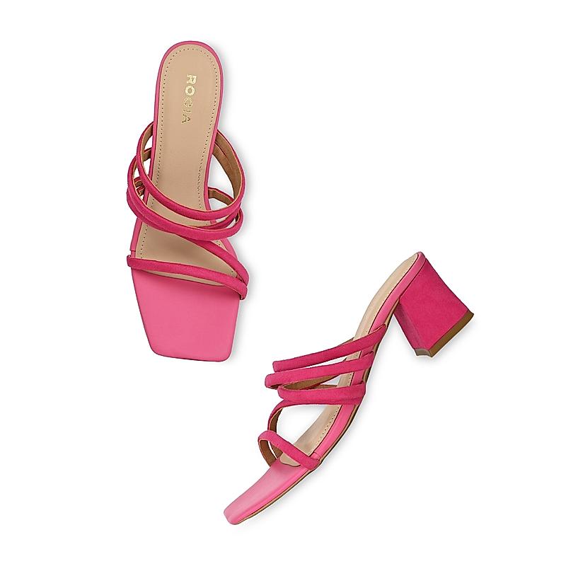 ROCIA Pink Women Strappy Suede Block Heels