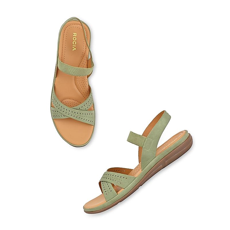 ROCIA Green Women Casual Laser Cut Sandals