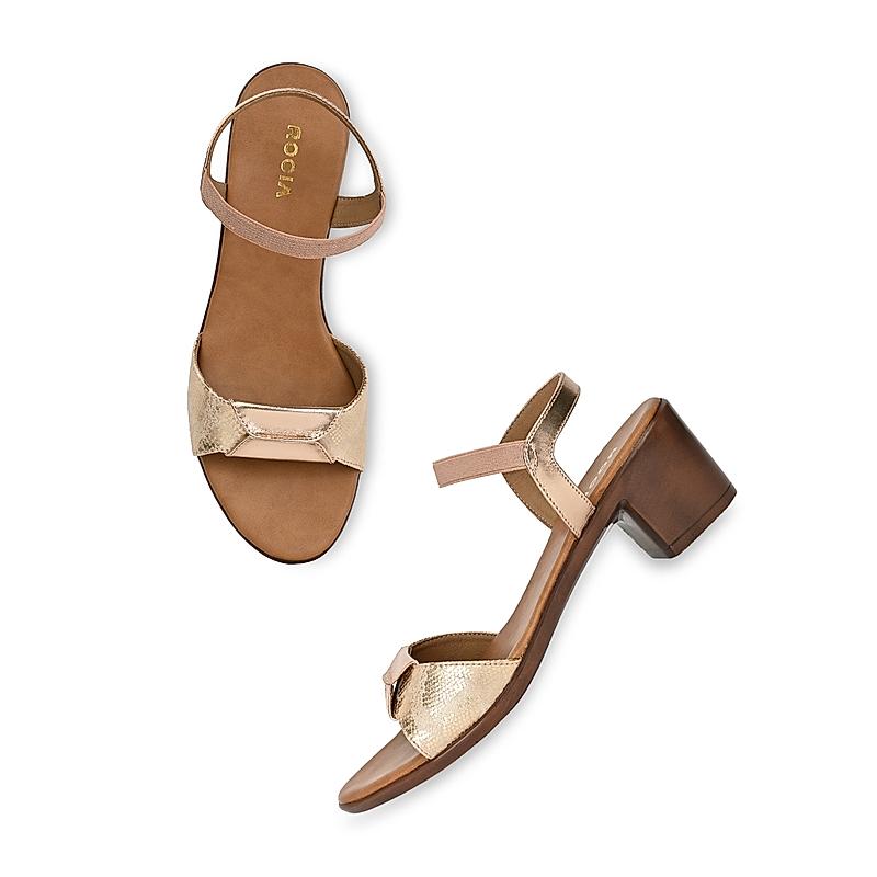 ROCIA Rose Gold Women Block Heel Sandals