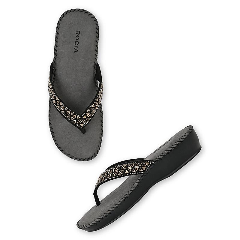 ROCIA Black Women Comfort Diamond Thongs