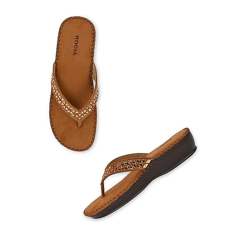 ROCIA Tan Women Comfort Diamond Thongs