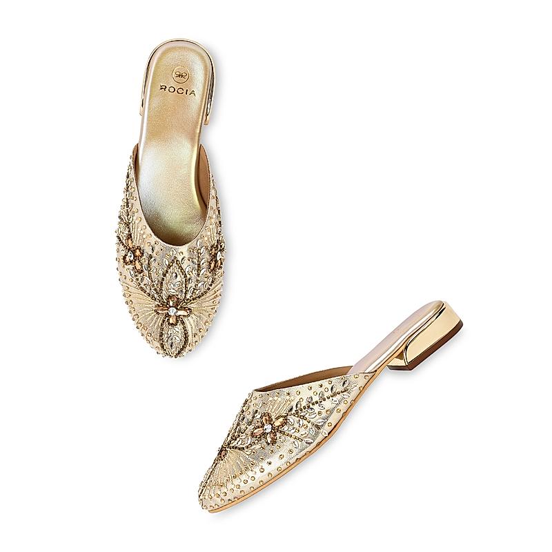 ROCIA Gold Women Hand Embroidered Mojris