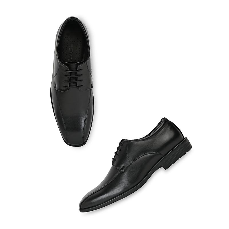 Regal Black Men Basic Leather Lace-Up Shoes