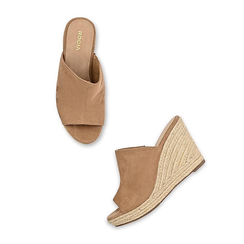 ROCIA Camel Women High Heel Suede Espadrilles