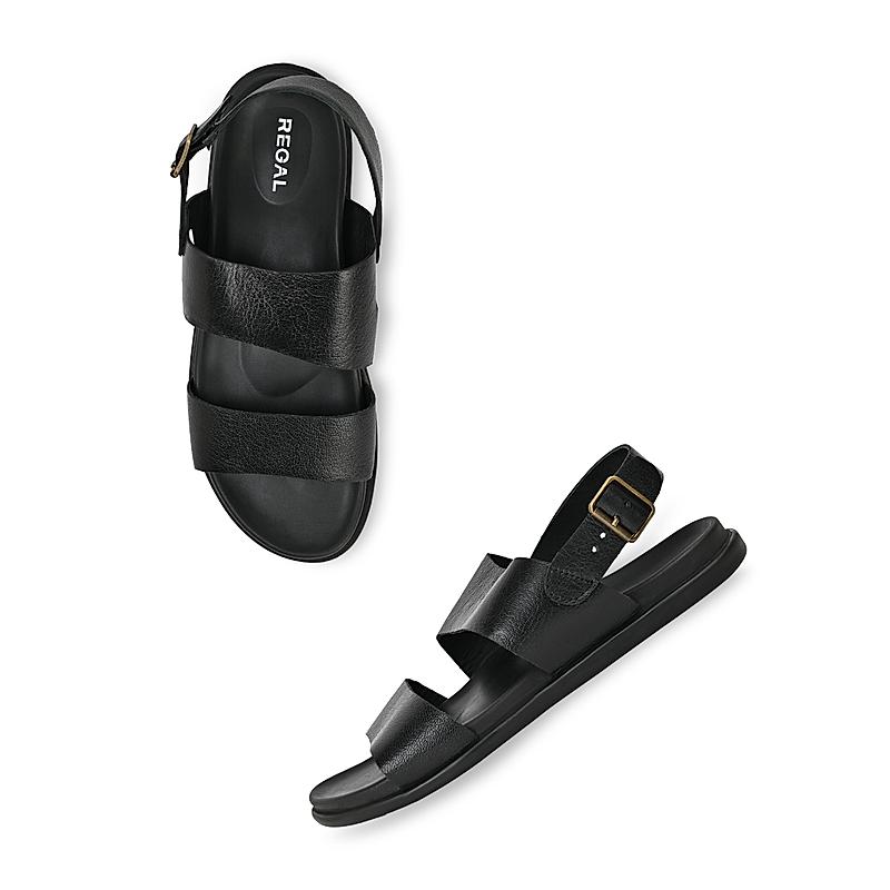 Regal Black Men Leather Sandals