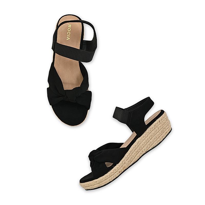 ROCIA Black Women Knotted Suede Espadrilles