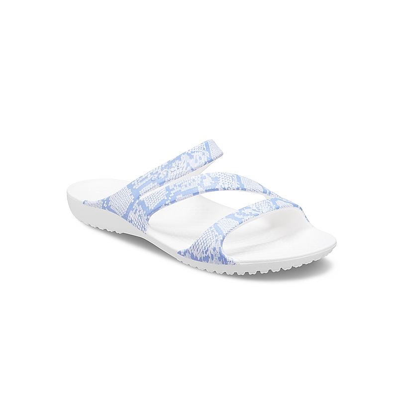 CROCS BLUE WOMEN KADEE II GRAPHIC FLIP FLOPS