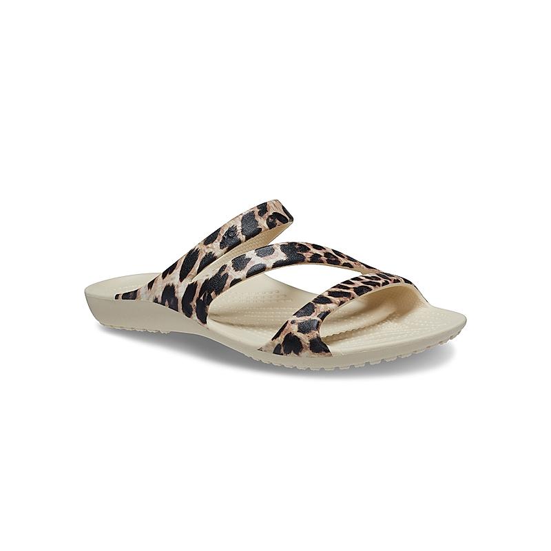 CROCS BEIGE WOMEN KADEE II GRAPHIC FLIP FLOPS