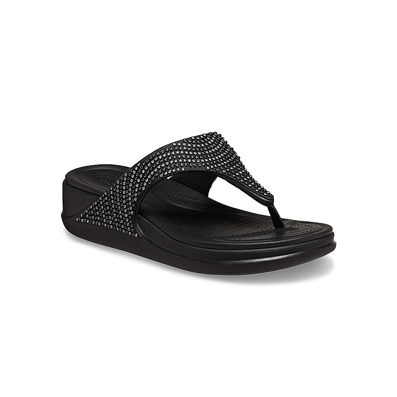 CROCS BLACK WOMEN BOCA BLING FLIP FLOPS