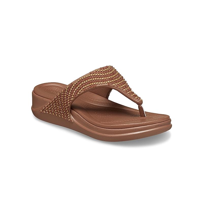 CROCS BROWN WOMEN BOCA BLING FLIP FLOPS