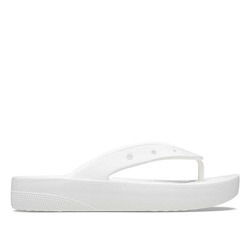 CROCS WHITE WOMEN CLASSIC PLATFORM FLIP FLOPS