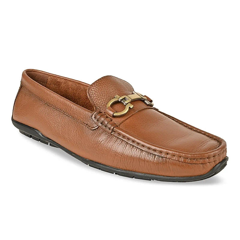 Imperio Tan Men Casual Leather Buckled Loafers