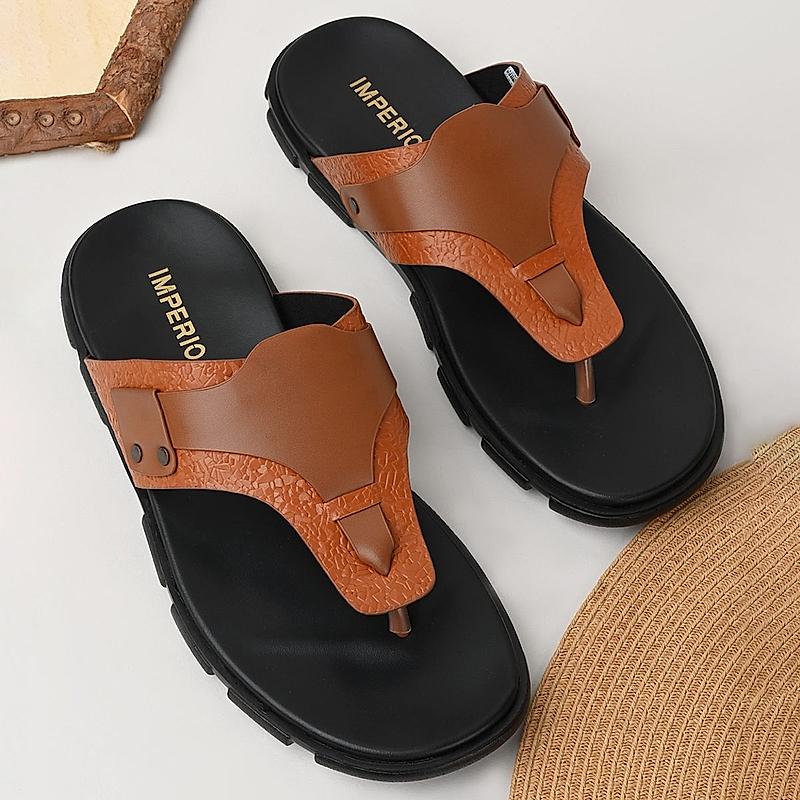 Imperio By Regal Tan Men Casual Leather Sandals