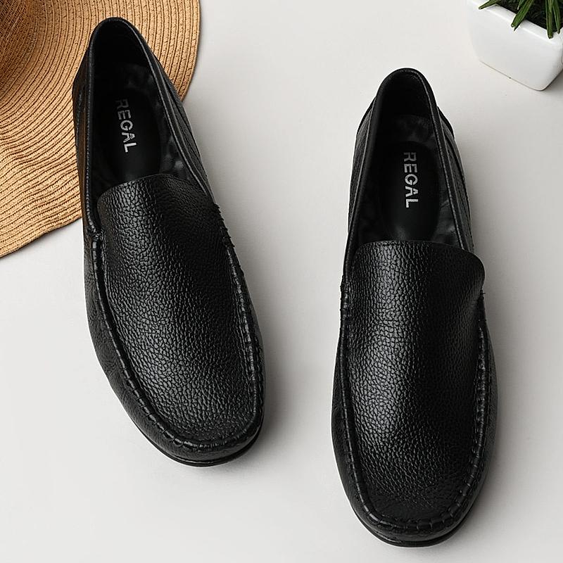 Regal Black Men Casual Leather Driving Loafers