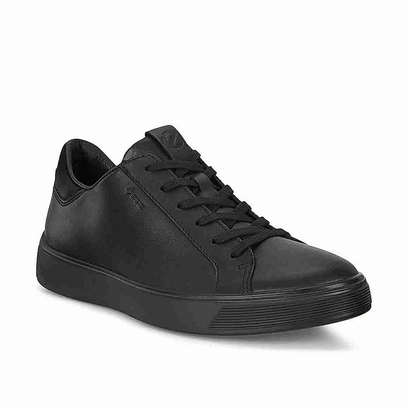 ECCO BLACK MEN STREET TRAY M LACE-UP SNEAKERS