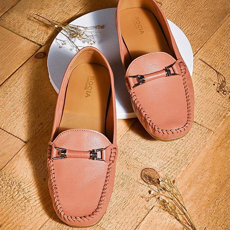 Empower By Rocia Pink Women Buckled Leather Loafers