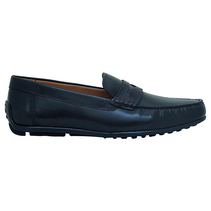 NAPOLI PELLE BLACK MEN FRENCH LEATHER DRIVING LOAFER