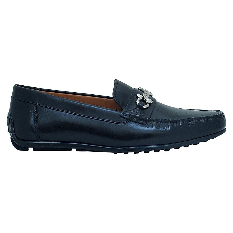 NAPOLI PELLE BLACK MEN FRENCH LEATHER DRIVING LOAFER