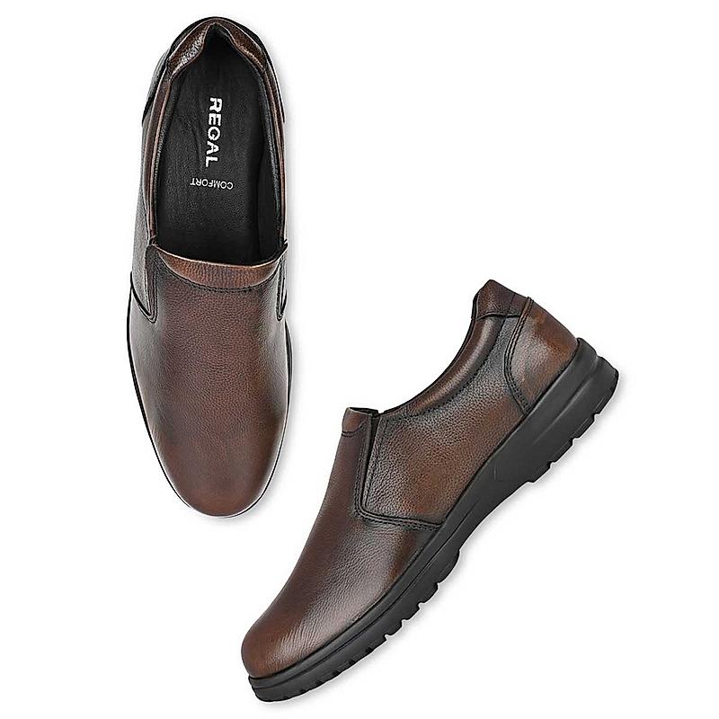 Regal Brown Mens Leather Slip Ons