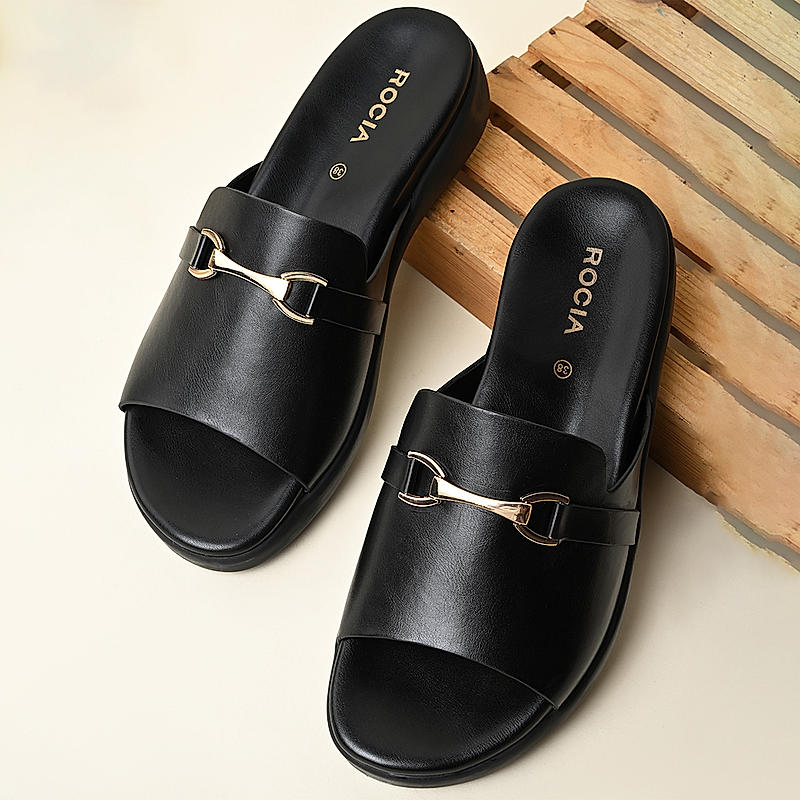 Rocia By Regal Black Women Stylish Buckled Flats