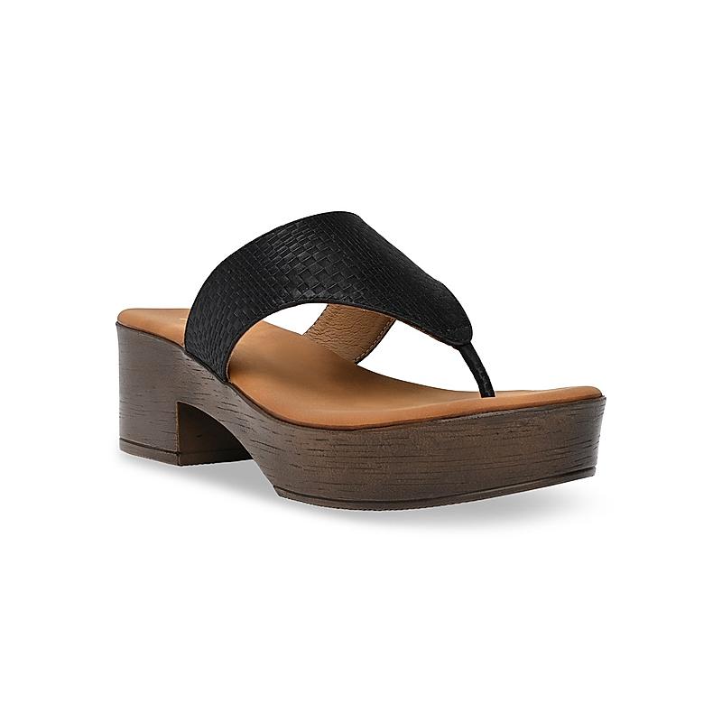 Rocia Black Women Textured Block Heel Sandals