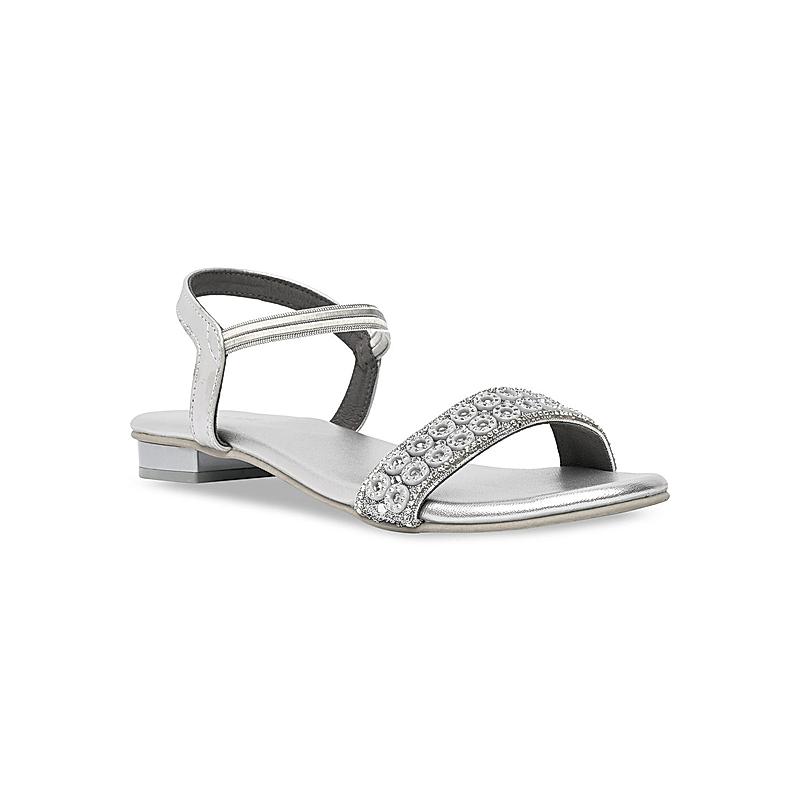 Rocia Silver Women Diamante Studded Flat Sandals