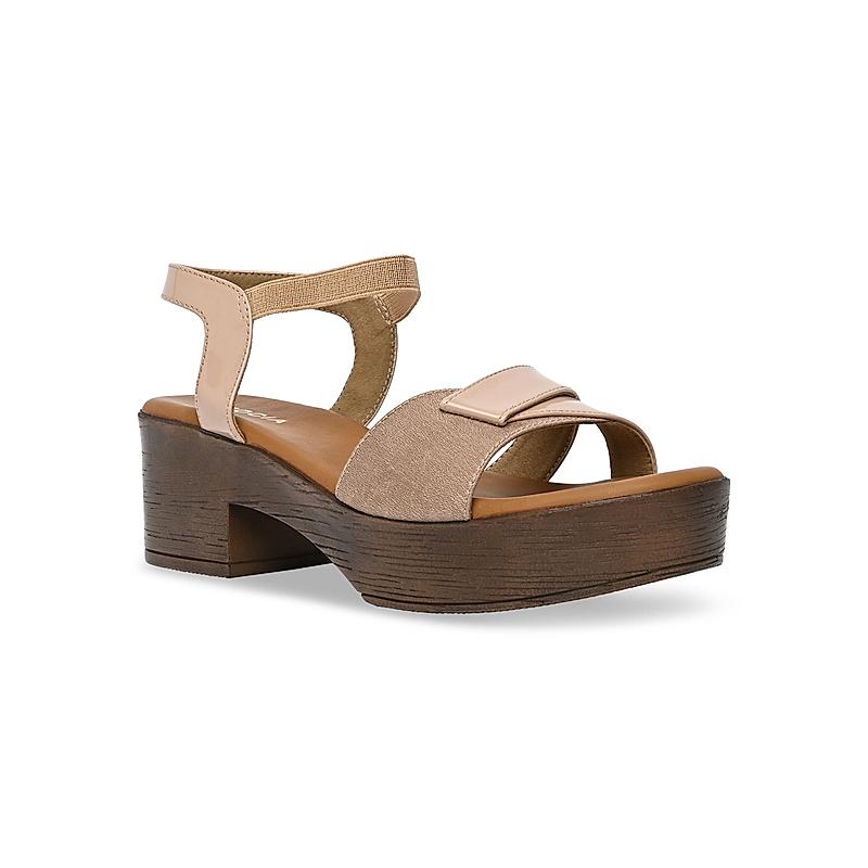 Rocia Beige Women Block Heel Sandals