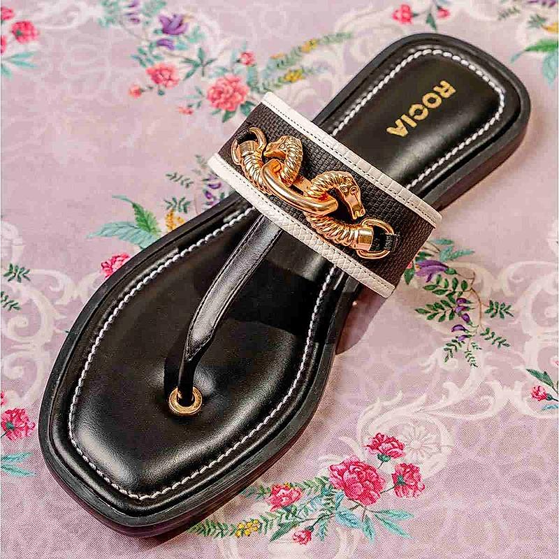 Rocia Black Women Open Toe Trendy Flats