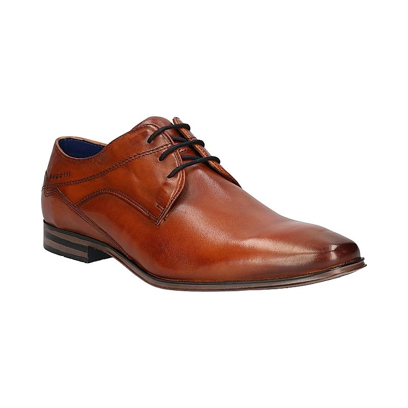 BUGATTI COGNAC MEN LEATHER MARGO FORMAL LACE UP DERBY