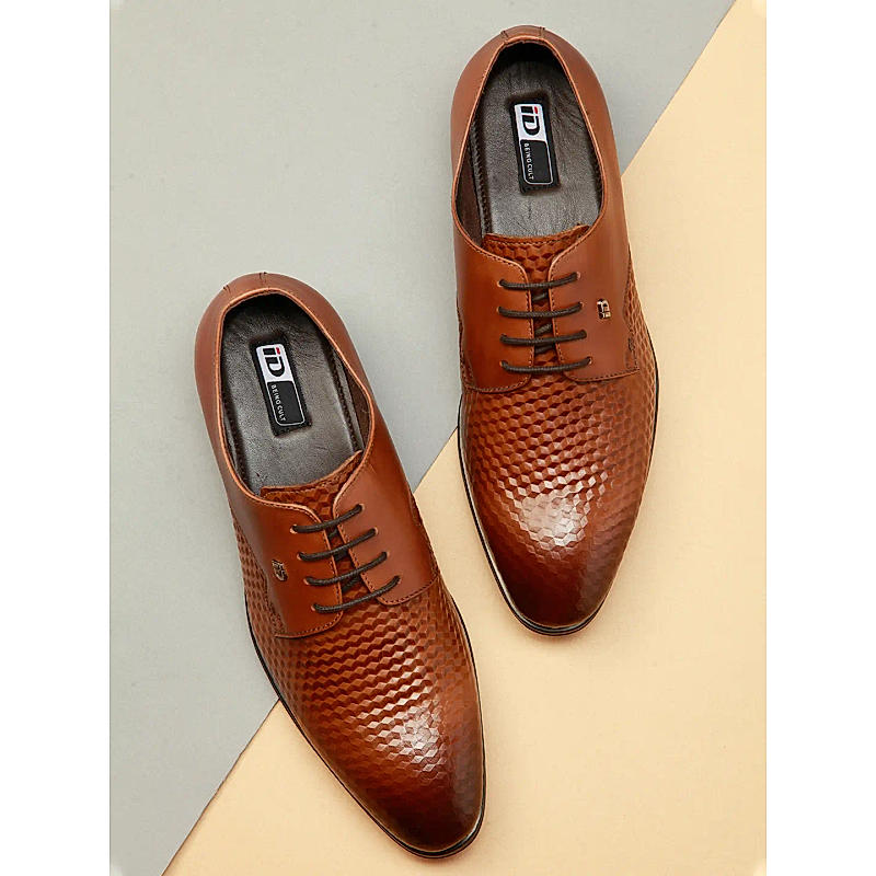 ID Mens Tan Formal Lace-Up Shoes